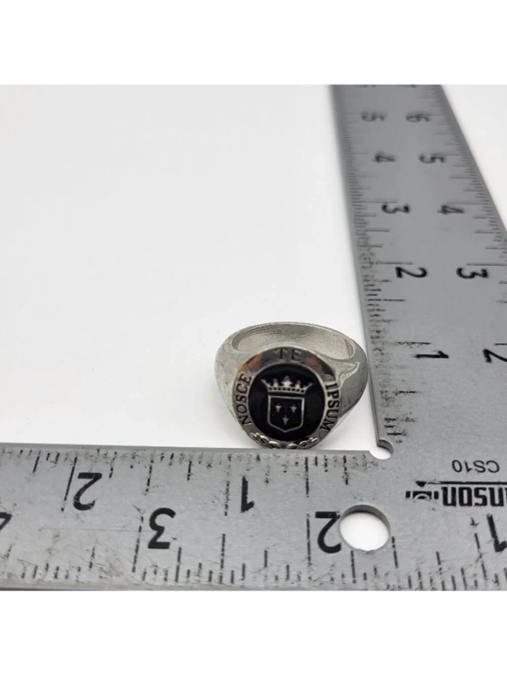 Nosce Te Ipsum Know Thyself Ring Stainless Steel Enamel sz 12 Signet